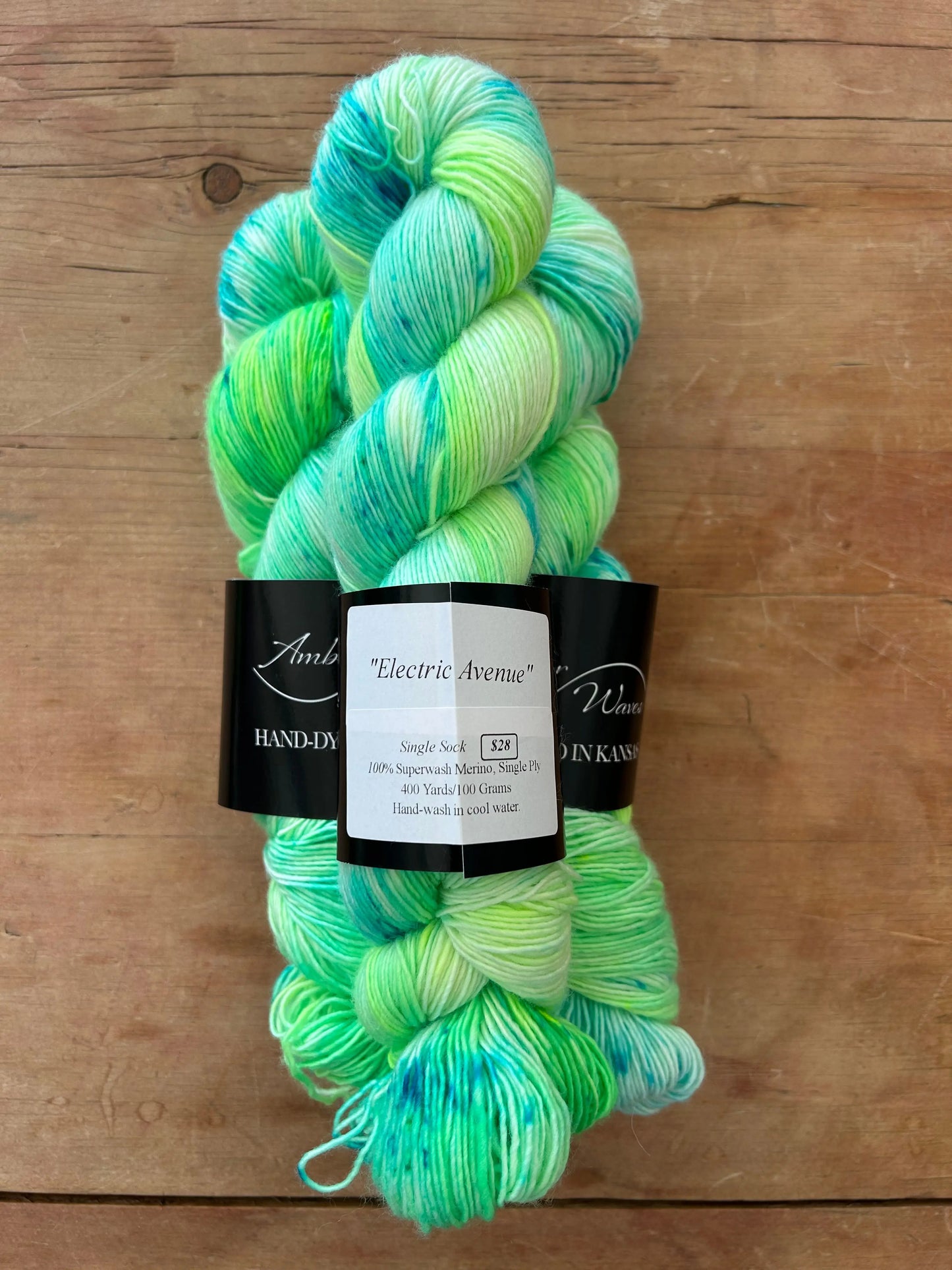“Electric Avenue”- Super Single Sock | Hand Dyed Yarn - Amber Waves KS