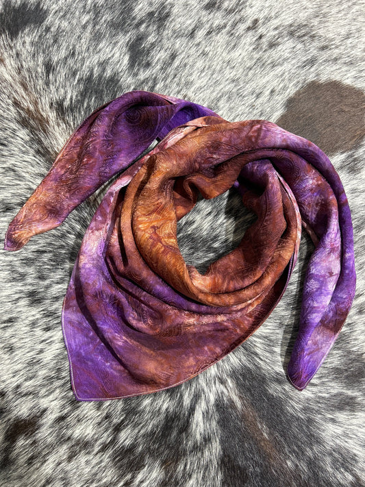 “Purple & Rust”- 100% Jacquard Silk Wild Rag Amber Waves KS