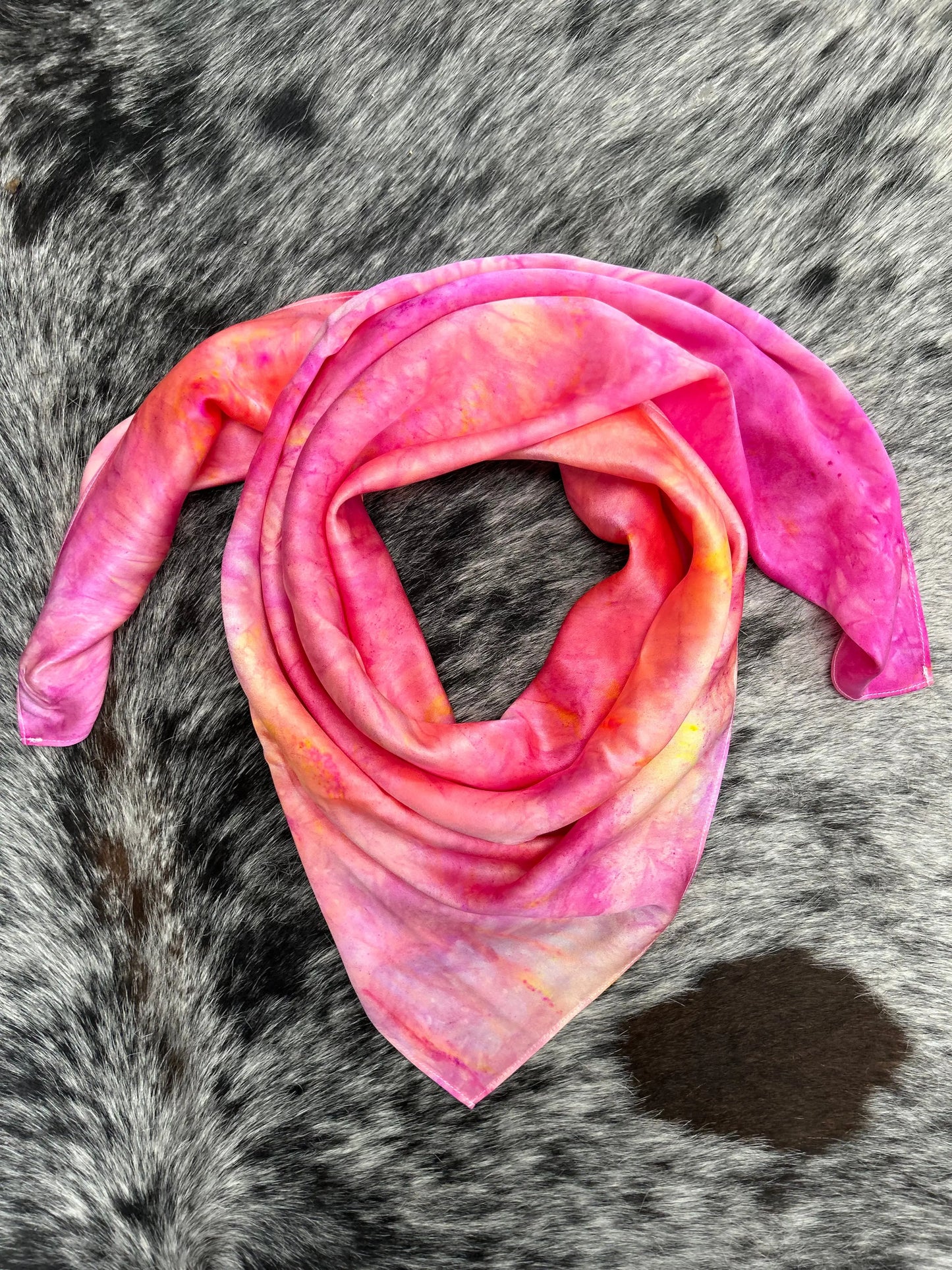 Silk Charmeuse Wild Rag- “Neon Sunset" Amber Waves KS