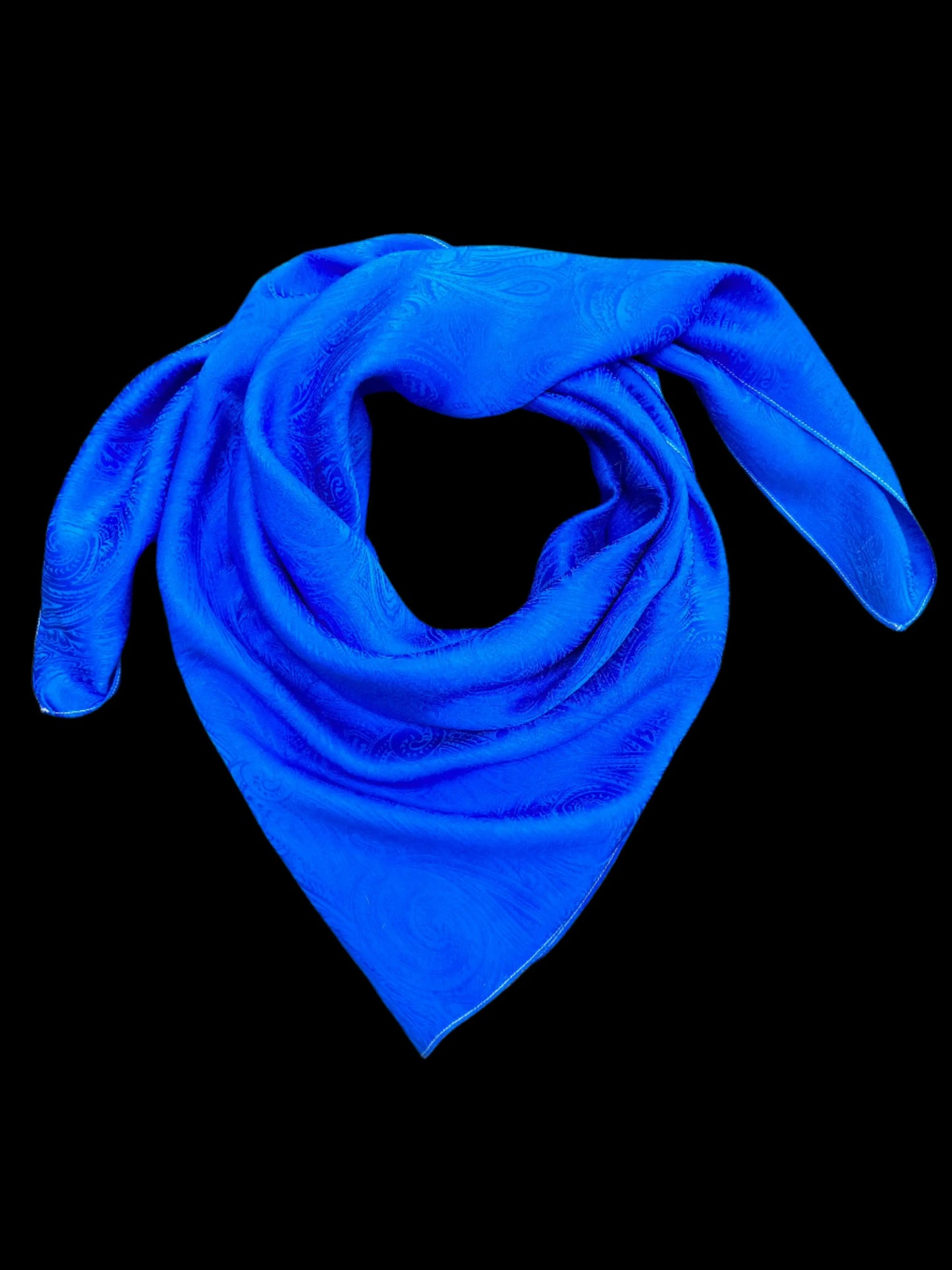 Jacquard Silk Wild Rag- “Atomic Blue” Amber Waves