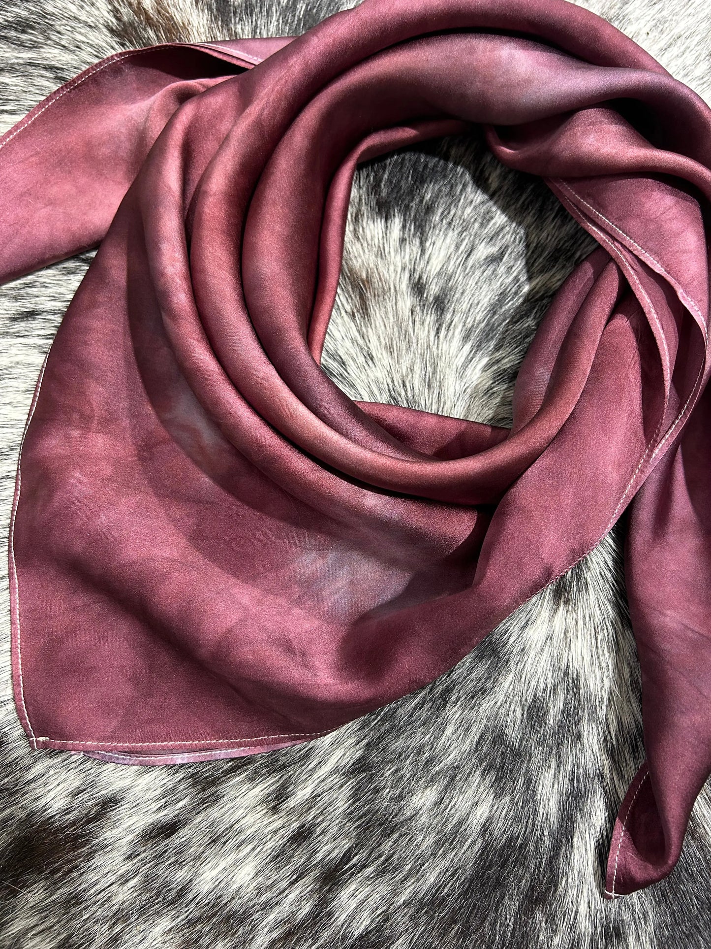 “Deep Burgundy OOAK” -Charmeuse Silk Wild Rag Amber Waves KS