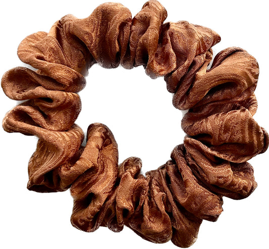 100% Silk Hand-Dyed Scrunchie- “Rust” Jacquard