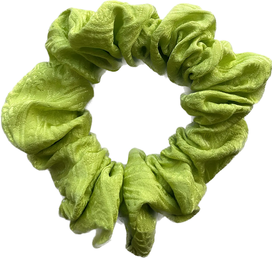 100% Silk Hand-Dyed Scrunchie- “Chartreuse” Jacquard Amber Waves