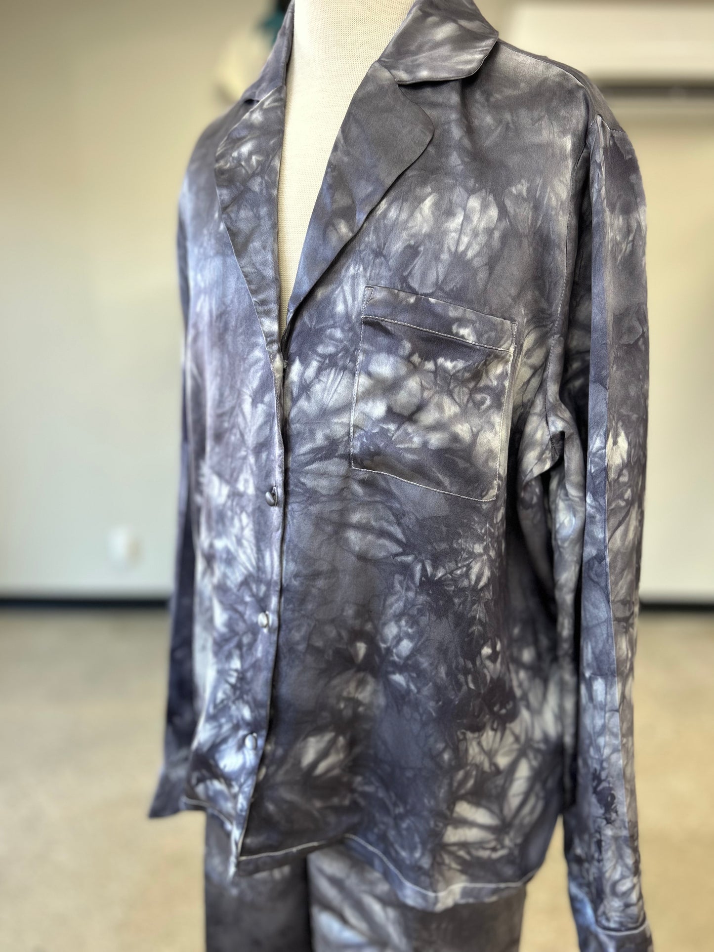 100% Silk Pajamas- "Gray Tonal"