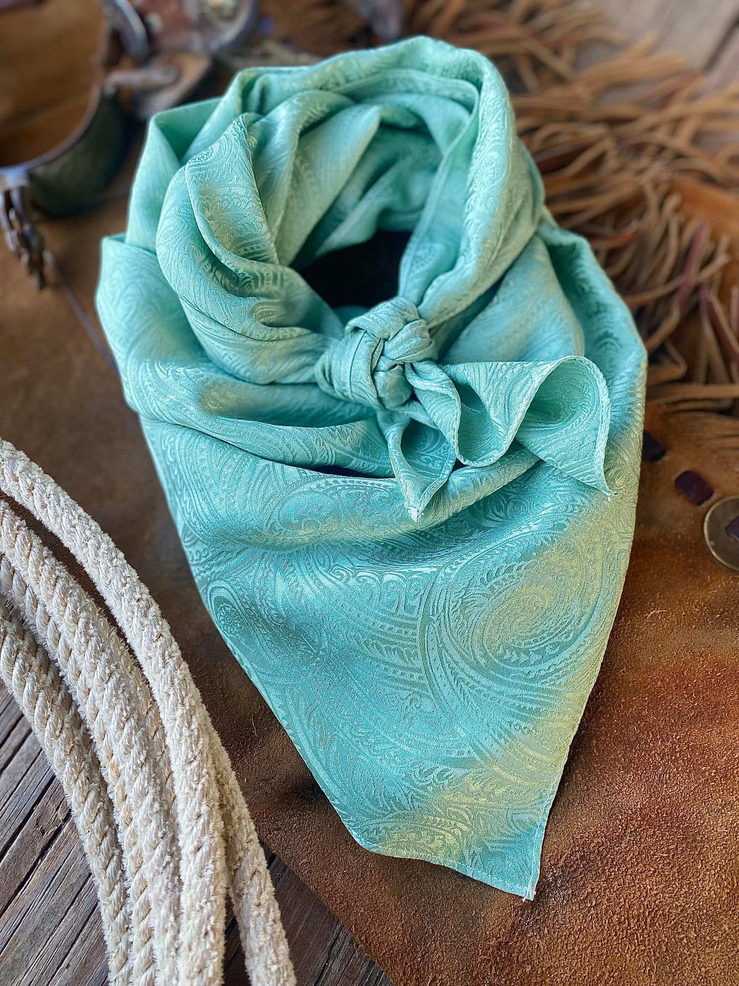 “Sagebrush"- 100% Jacquard Silk Wild Rag (36")