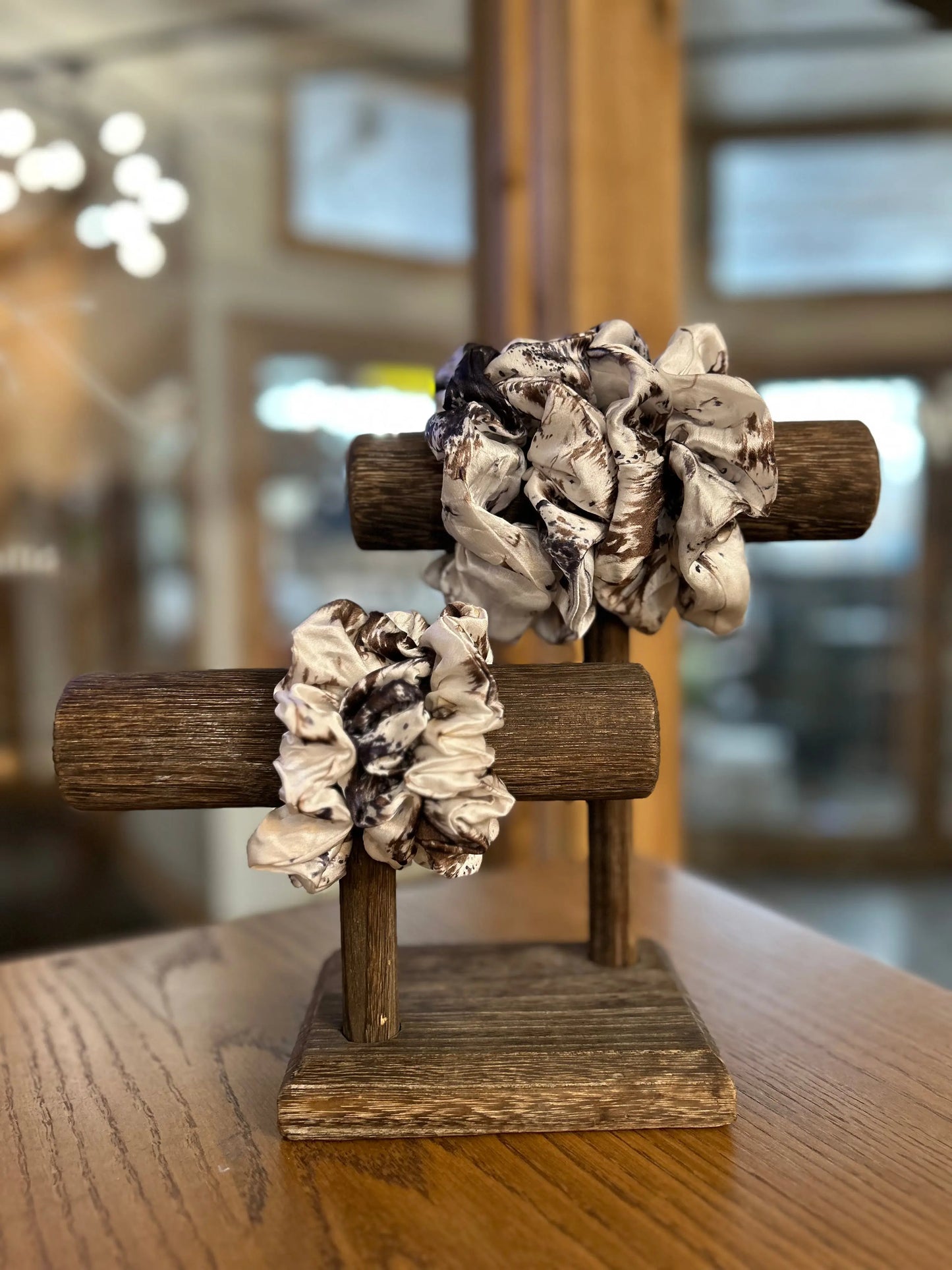 100% Silk Hand-Dyed Scrunchie- “Brindle” Amber Waves