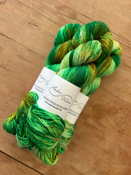 “St. Pat” Silky Sock | Hand Dyed Yarn - Amber Waves KS