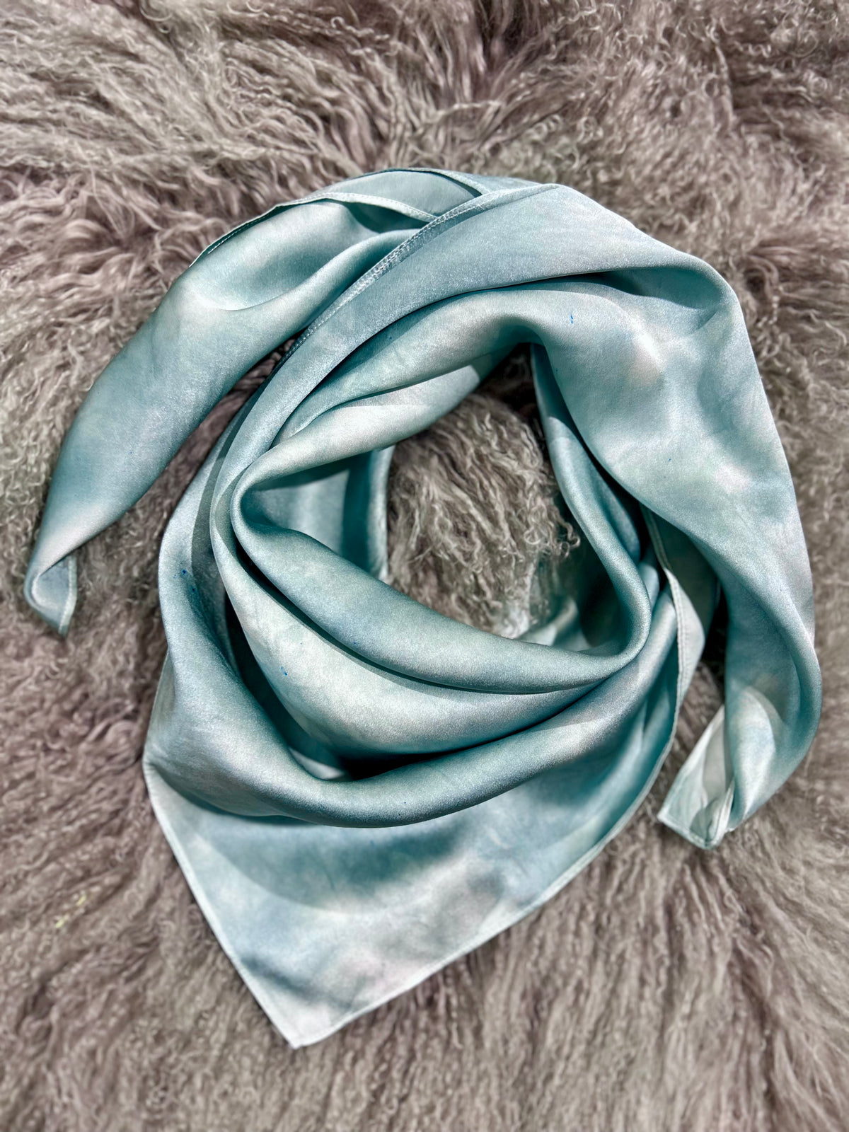 Silvery Teal- 100% Silk Wild Rag