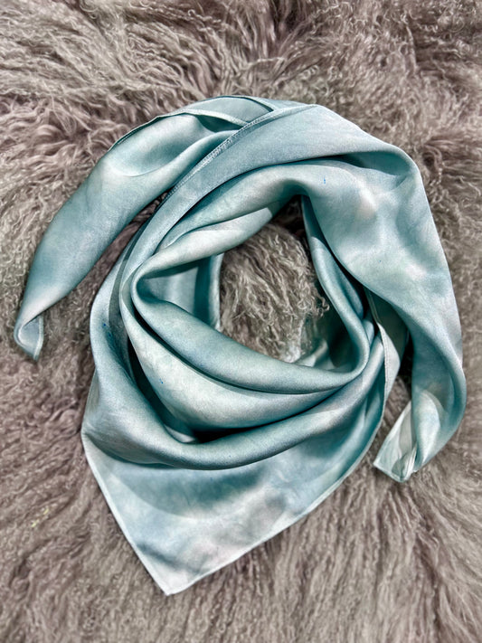 Silvery Teal- 100% Silk Wild Rag