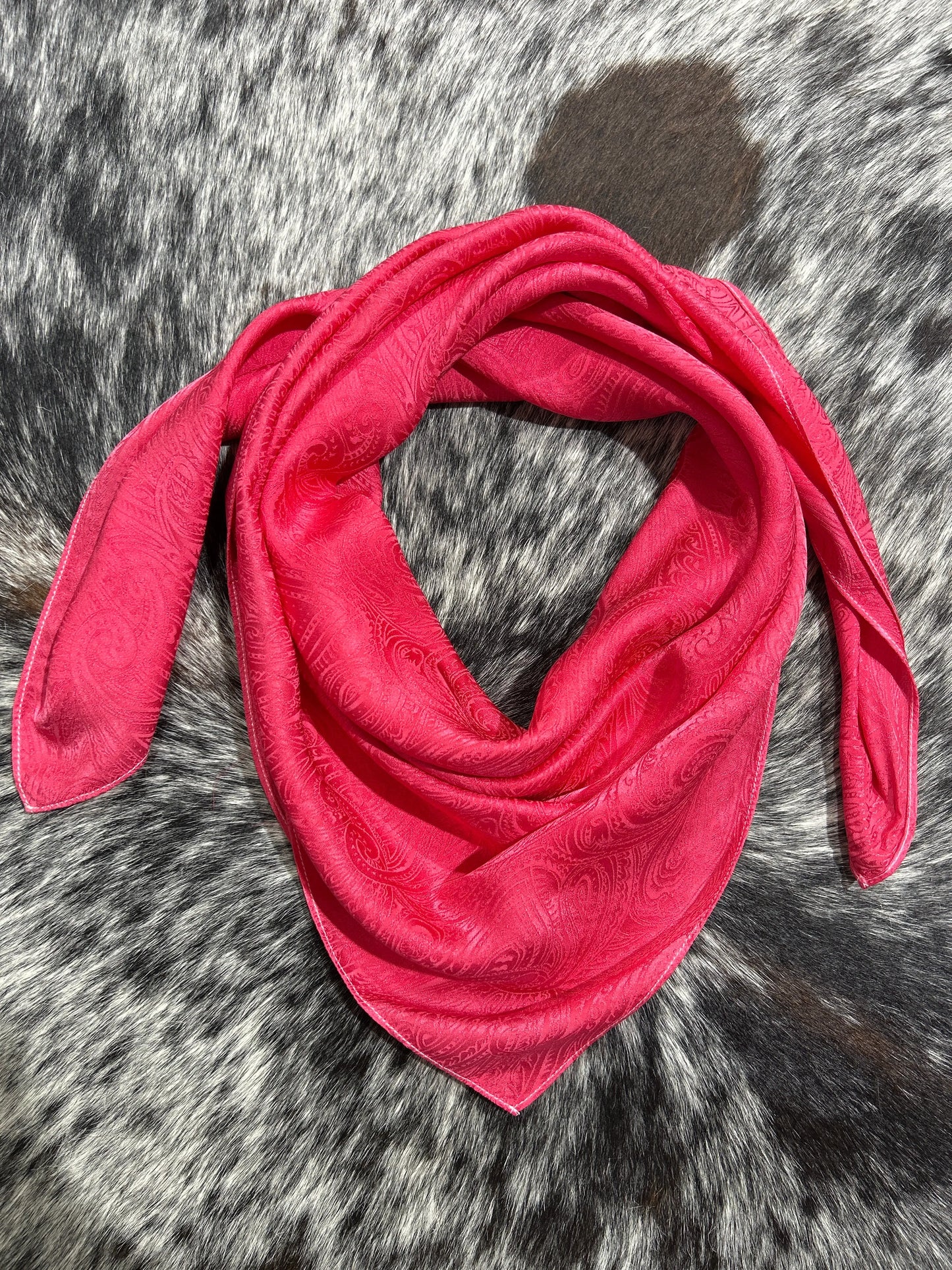 “Coral”- 100% Jacquard Silk Wild Rag Amber Waves KS
