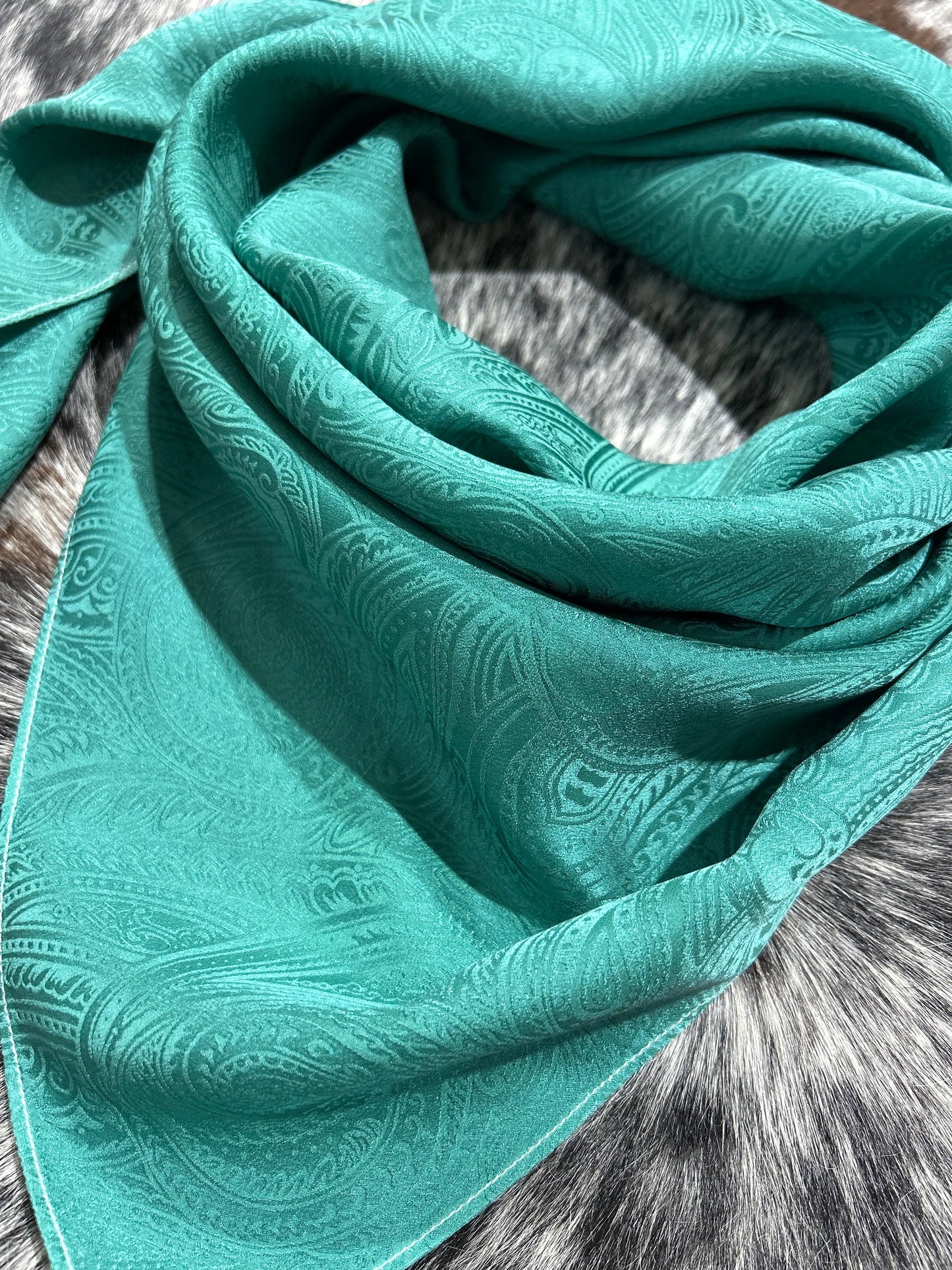 “Emerald”- 100% Jacquard Silk Wild Rag Amber Waves KS