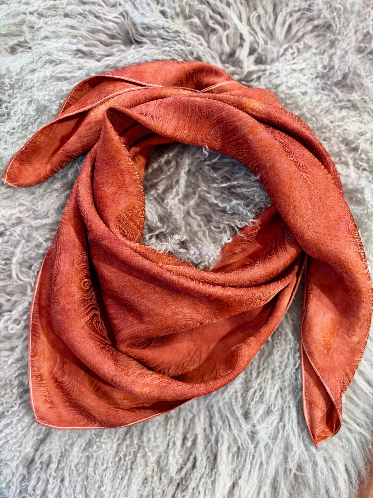 Rust- 100% Jacquard Silk Wild Rag