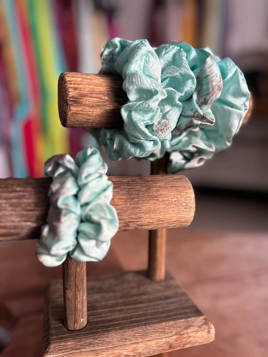 100% Silk Scrunchie | Hand-Dyed Mulberry Silk | Robin’s Egg