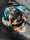 “Turquoise & Rust Marbled” -Charmeuse Silk Wild Rag