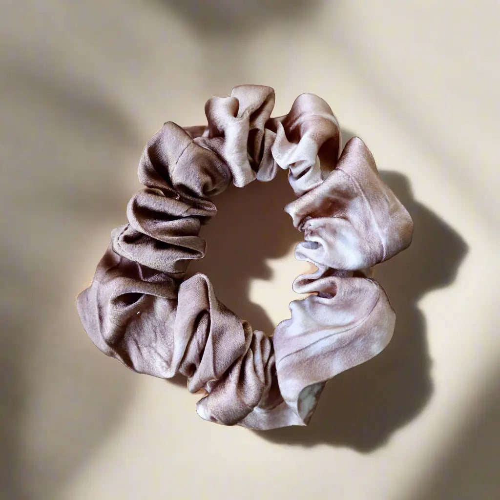 100% Silk Scrunchie | Hand-Dyed Mulberry Silk | "Fawn" Amber Waves KS