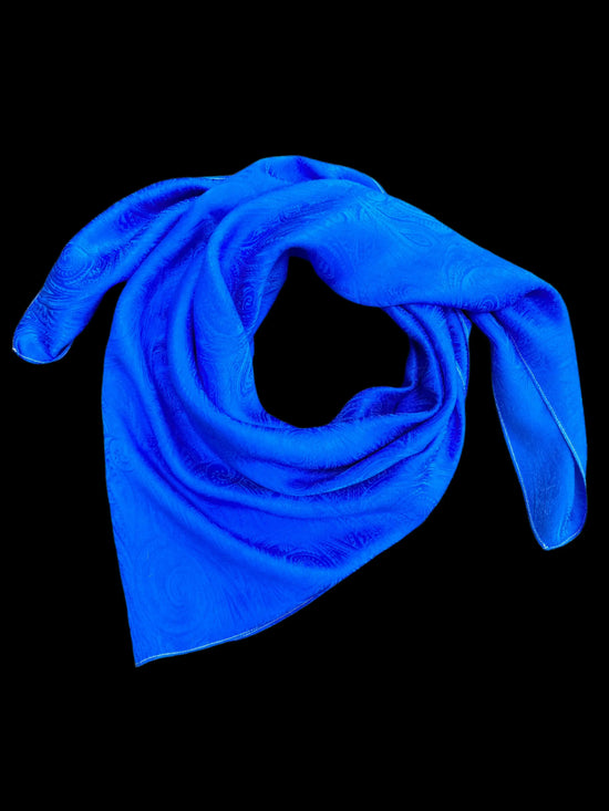 Jacquard Silk Wild Rag- “Atomic Blue” Amber Waves