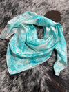 “Light Teal Marbled”- Silk Charmeuse Wild Rag