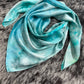 “Light Turquoise and Sage Tonal”-Charmeuse Silk Wild Rag