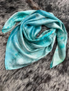 “Light Turquoise and Sage Tonal”-Charmeuse Silk Wild Rag