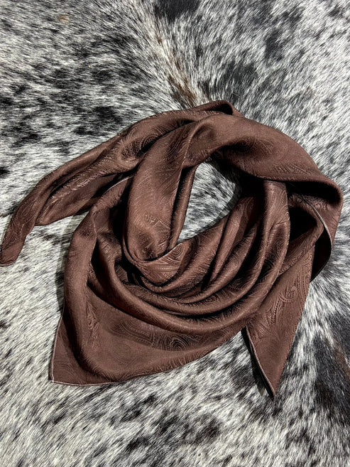 “Chocolate Brown”- 100% Jacquard Silk Wild Rag Amber Waves KS