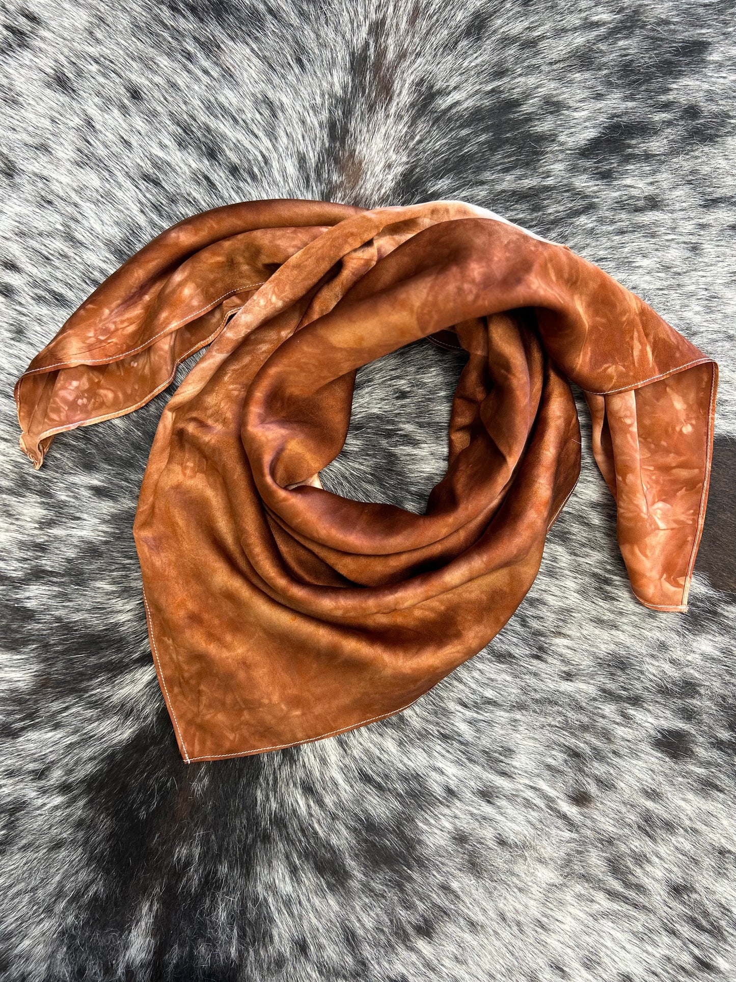 Silk Charmeuse Wild Rag- “Rust Tonal”