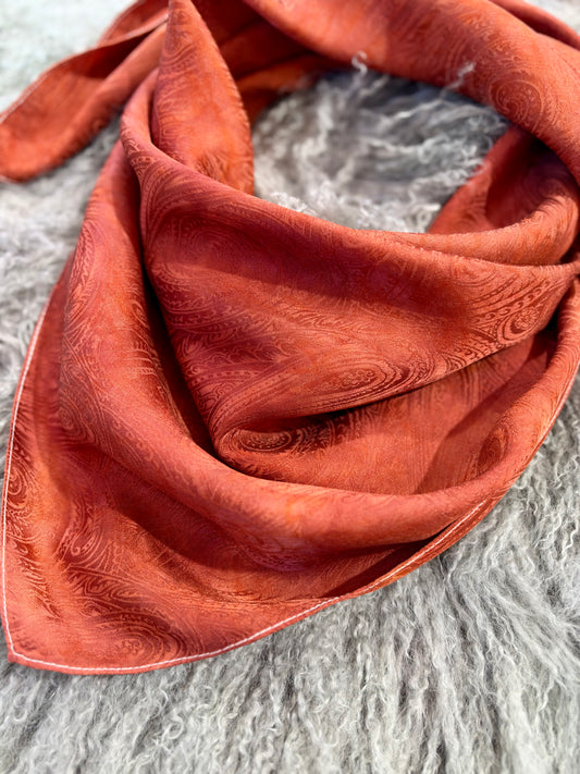 Rust- 100% Jacquard Silk Wild Rag