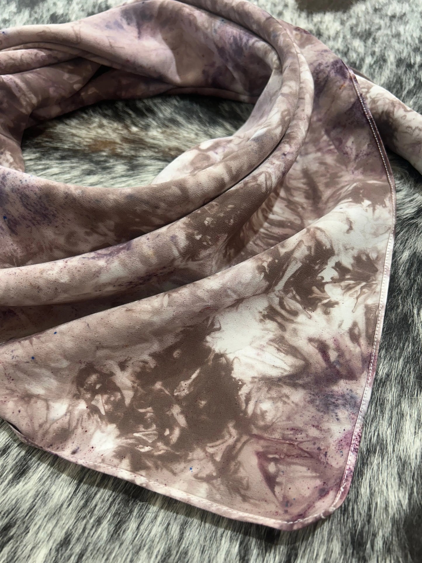 Milk Chocolate & Plum -Charmeuse Silk Wild Rag