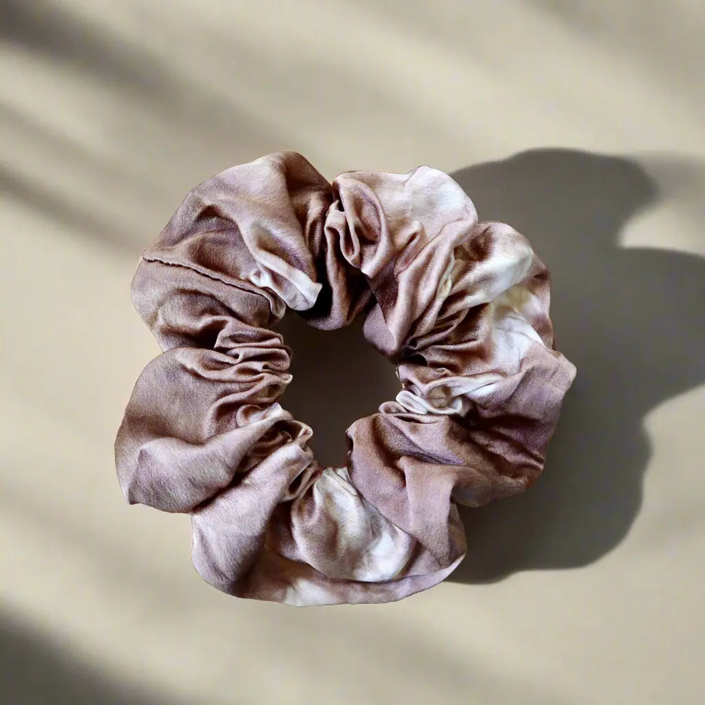 100% Silk Scrunchie | Hand-Dyed Mulberry Silk | "Fawn" Amber Waves KS