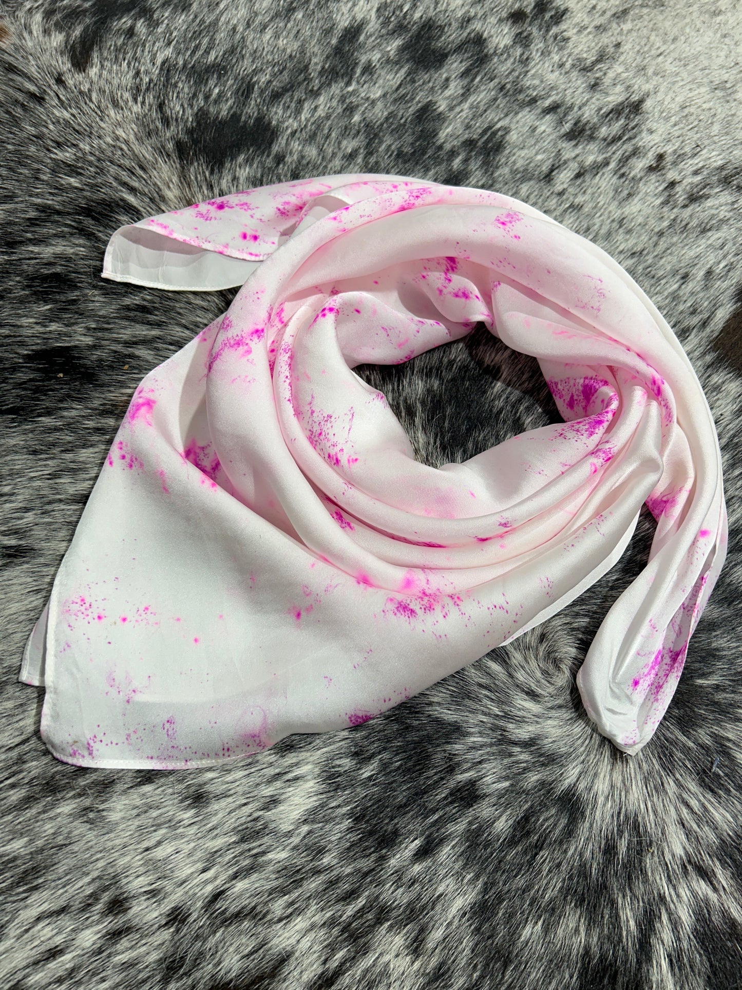 “Hot Pink Speckled”-Charmeuse Silk Wild Rag