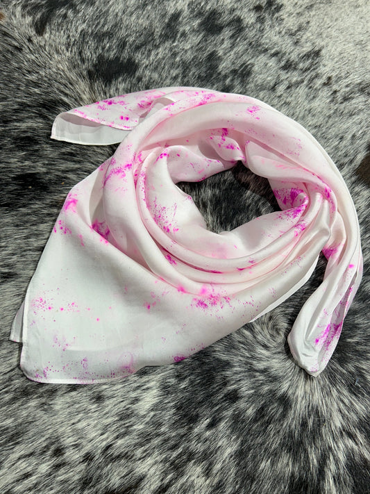 “Hot Pink Speckled”-Charmeuse Silk Wild Rag Amber Waves KS