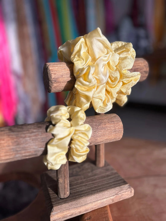 100% Silk Scrunchie | Hand-Dyed Mulberry Silk | Butter Yellow