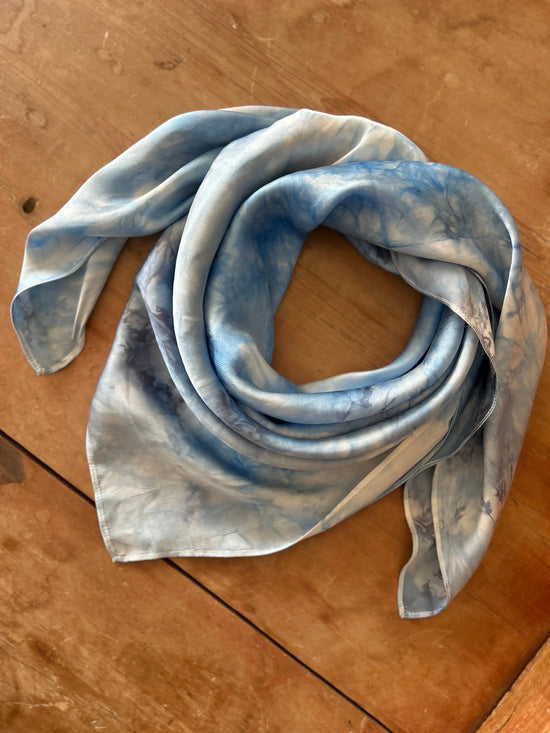 Gray & Baby Blue Marbled- 100% Silk Wild Rag