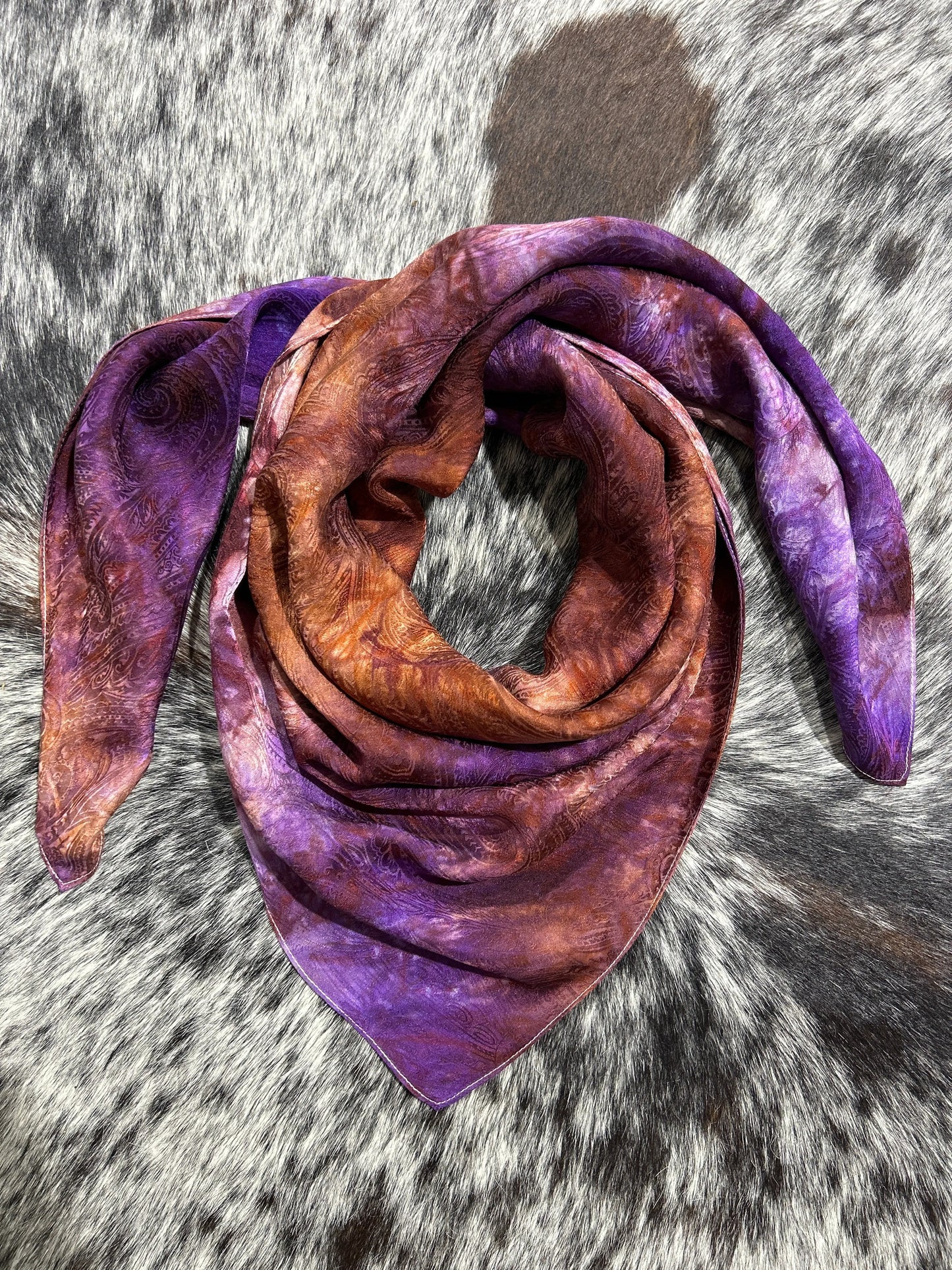 “Purple & Rust”- 100% Jacquard Silk Wild Rag Amber Waves KS