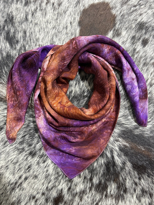 “Purple & Rust”- 100% Jacquard Silk Wild Rag Amber Waves KS