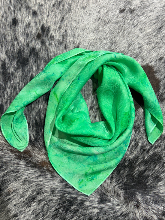 “Bright Green”- 100% Jacquard Silk Wild Rag (36")