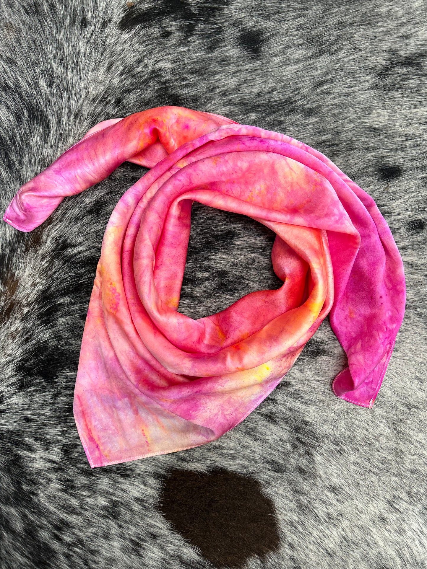 Silk Charmeuse Wild Rag- “Neon Sunset"