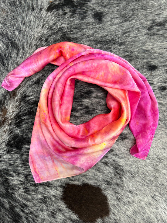 Silk Charmeuse Wild Rag- “Neon Sunset"