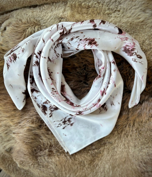 Silk Charmeuse Wild Rag- “Blush & Brindle" Amber Waves KS