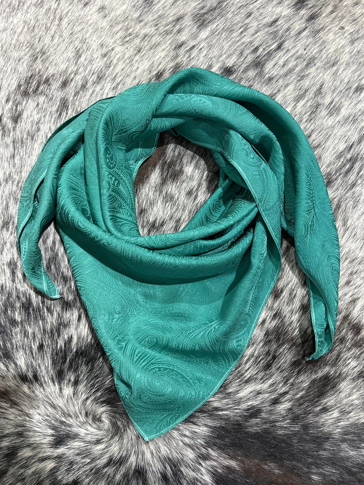 “Emerald”- 100% Jacquard Silk Wild Rag Amber Waves KS