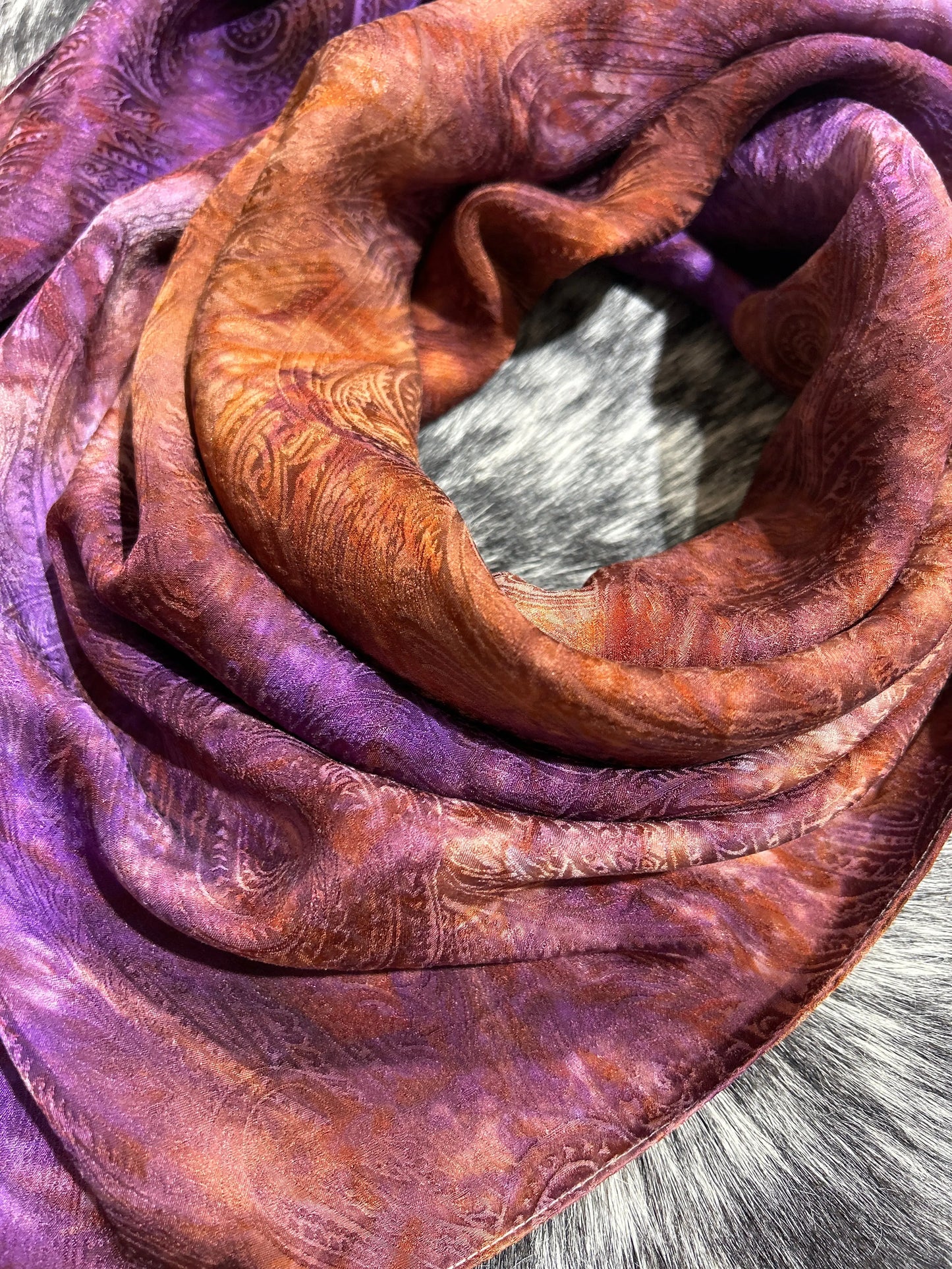 “Purple & Rust”- 100% Jacquard Silk Wild Rag Amber Waves KS