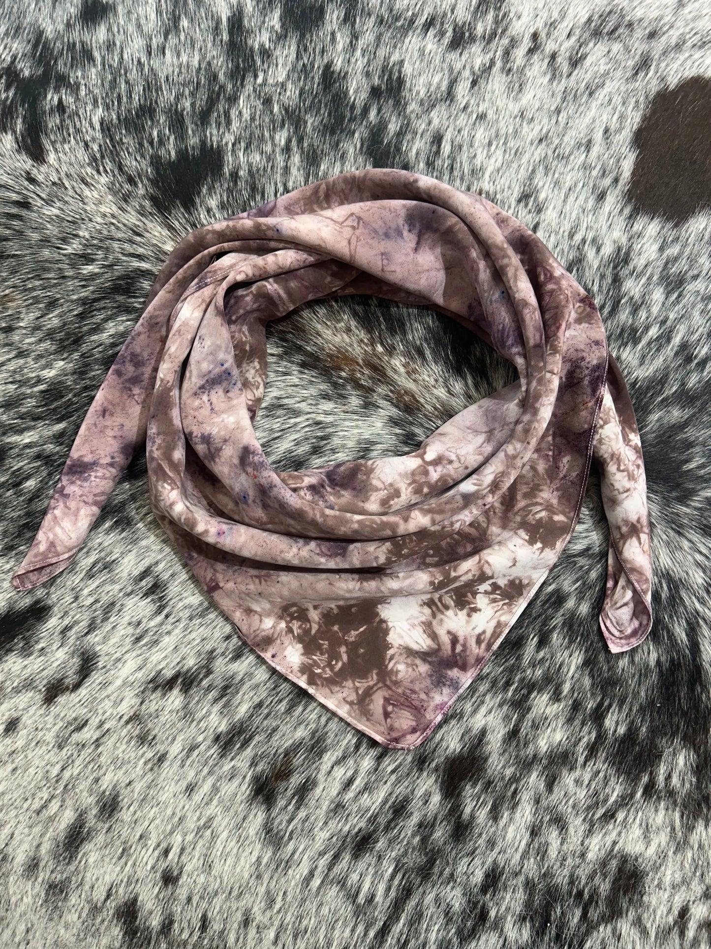 Milk Chocolate & Plum -Charmeuse Silk Wild Rag
