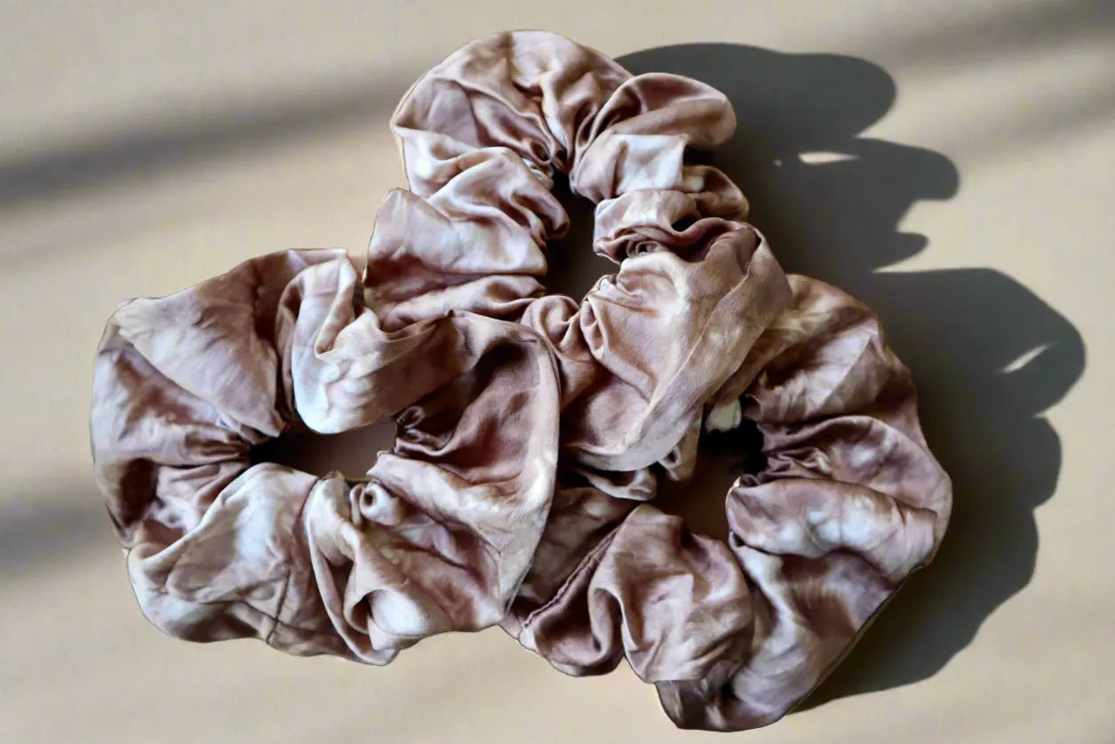 100% Silk Scrunchie | Hand-Dyed Mulberry Silk | "Fawn" Amber Waves KS