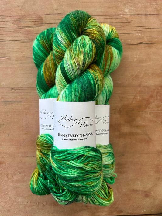 “St. Pat” Silky Sock | Hand Dyed Yarn - Amber Waves KS