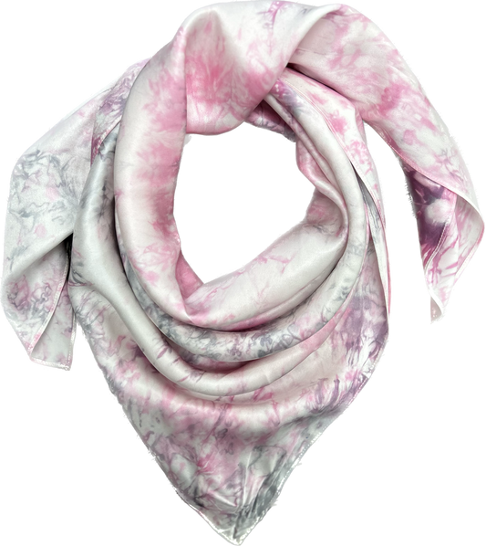 Silk Charmeuse Wild Rag- “Pink/Gray Marble”