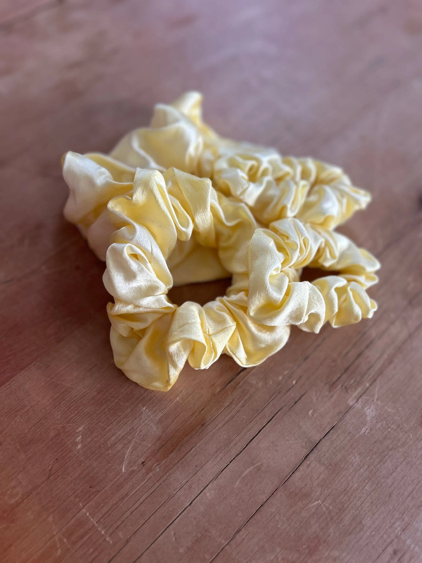 100% Silk Scrunchie | Hand-Dyed Mulberry Silk | Butter Yellow