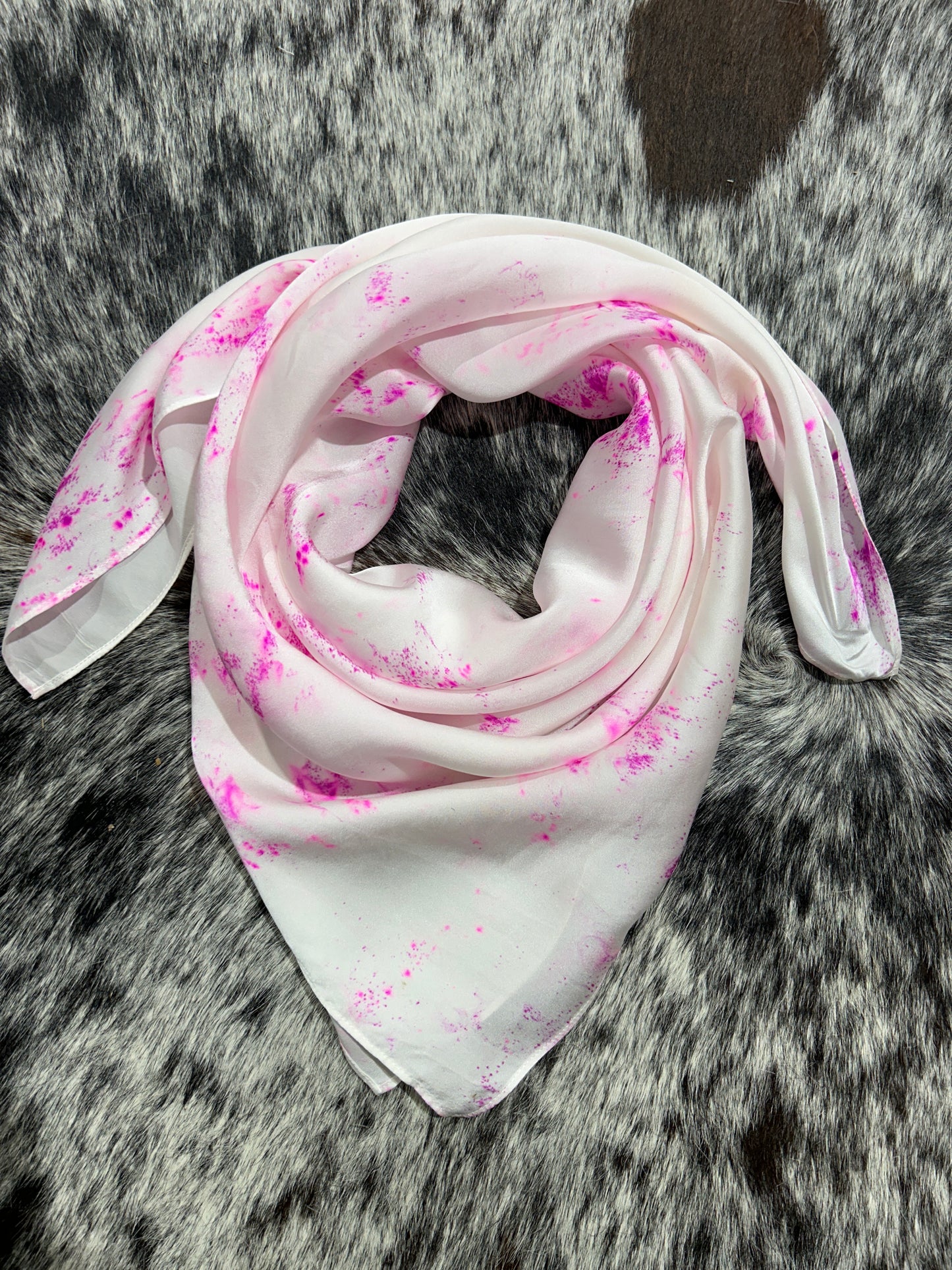 “Hot Pink Speckled”-Charmeuse Silk Wild Rag