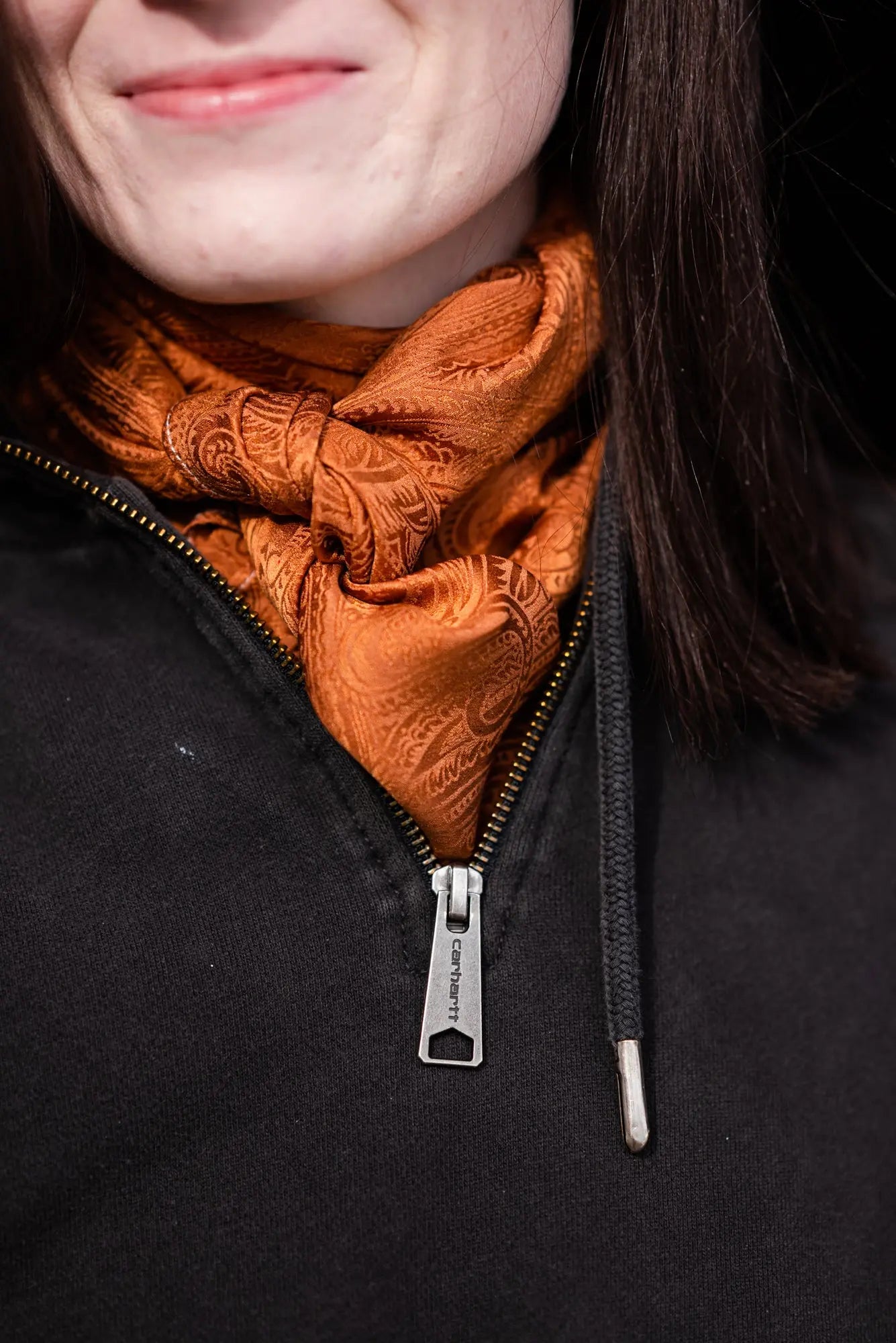 "Rust"- 100% Jacquard Silk Wild Rag Amber Waves KS