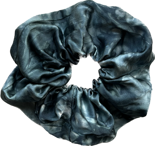 100% Silk Hand-Dyed Scrunchie- "Blue Spruce"