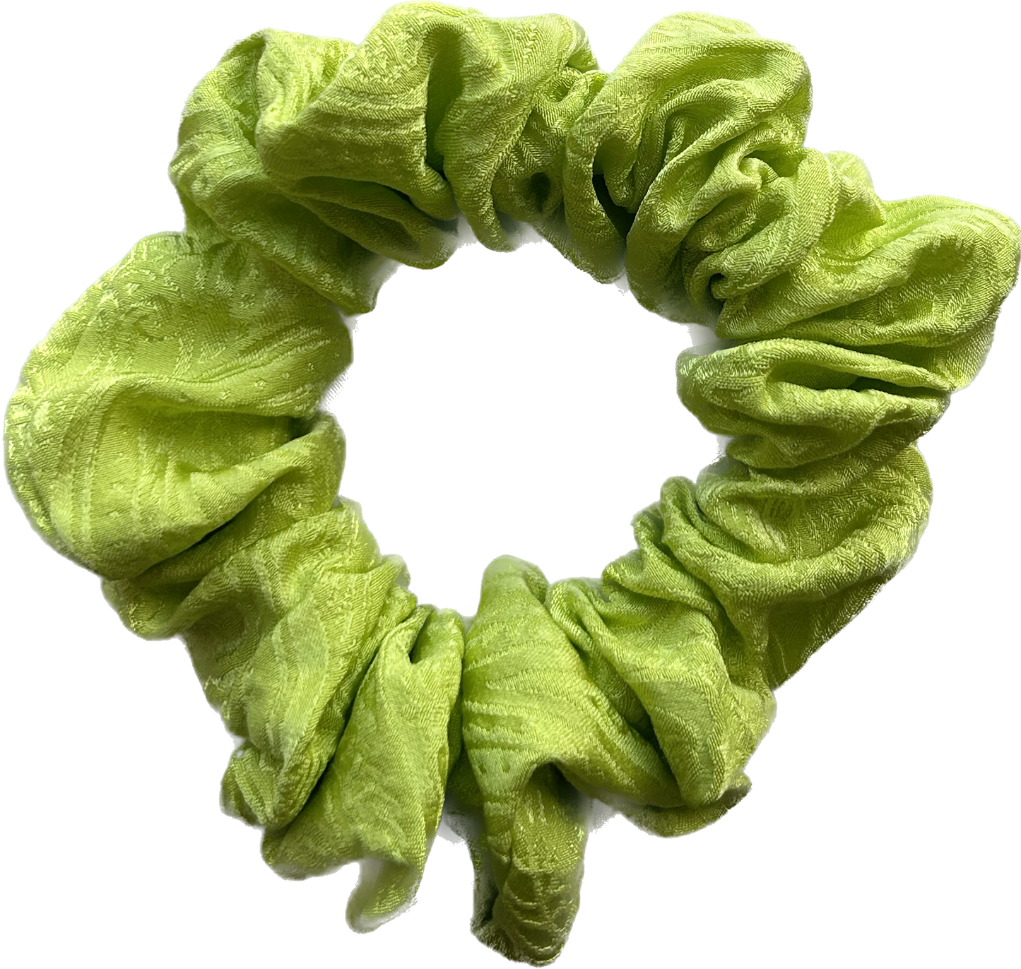 100% Silk Hand-Dyed Scrunchie- “Chartreuse” Jacquard