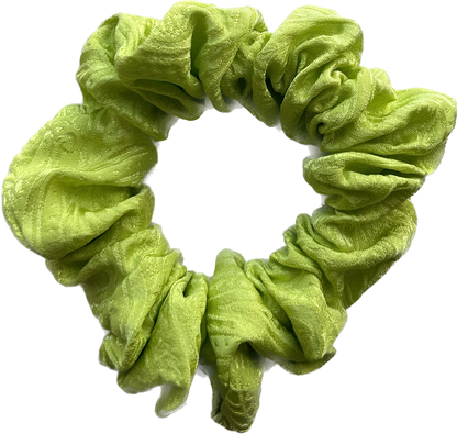 100% Silk Hand-Dyed Scrunchie- “Chartreuse” Jacquard